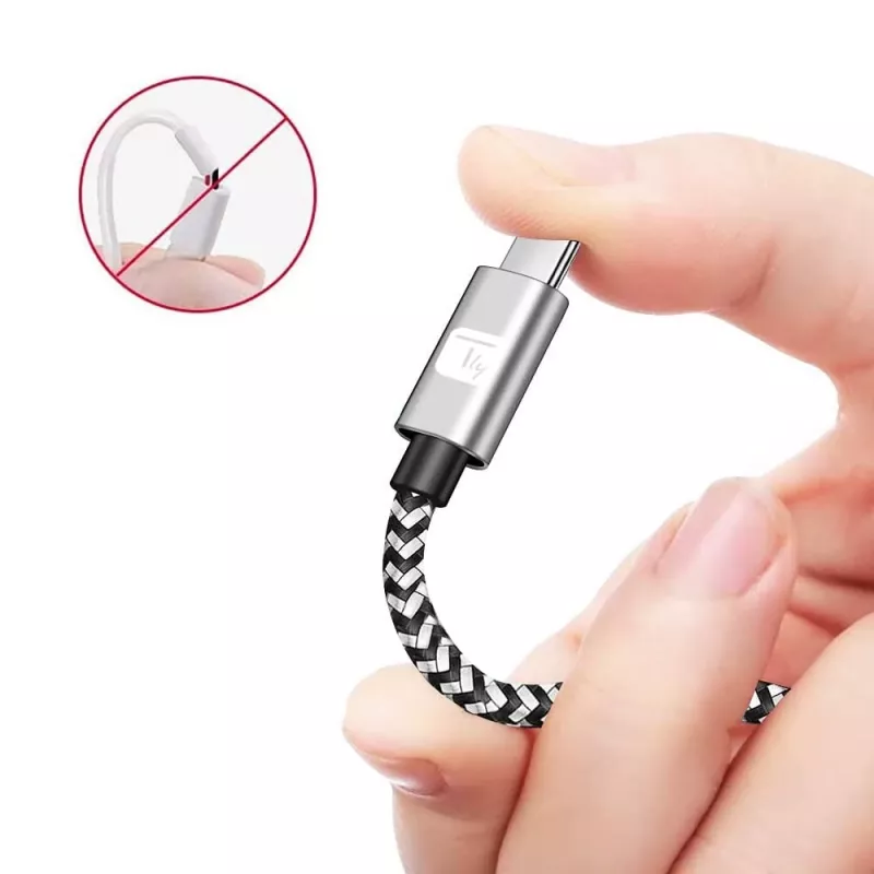 Techly USB-C kištukas 2.0 / USB-C kištukas kampuotas 3A 1 m aliuminis