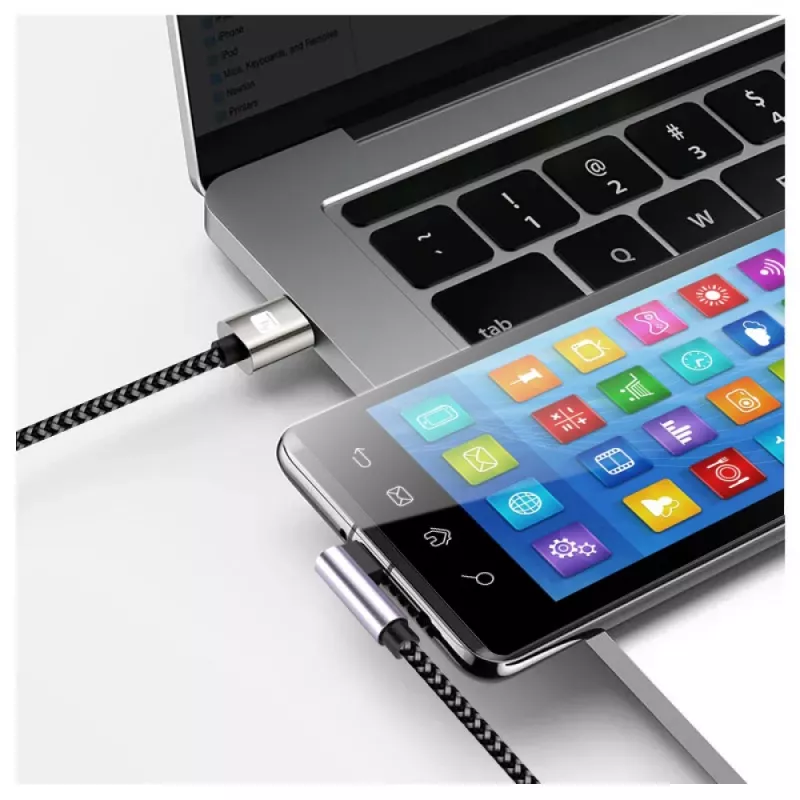 Techly ICOC MU2CC9-020-AL USB-C laidas USB 2.0 2 m pilka, juoda