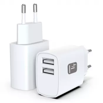 Techly IPW-USB-12W2A USB įkroviklis ausinėms, nešiojamai kolonėlei, power bank, išmaniajam telefonui, planšetei, baltas, AC vidaus