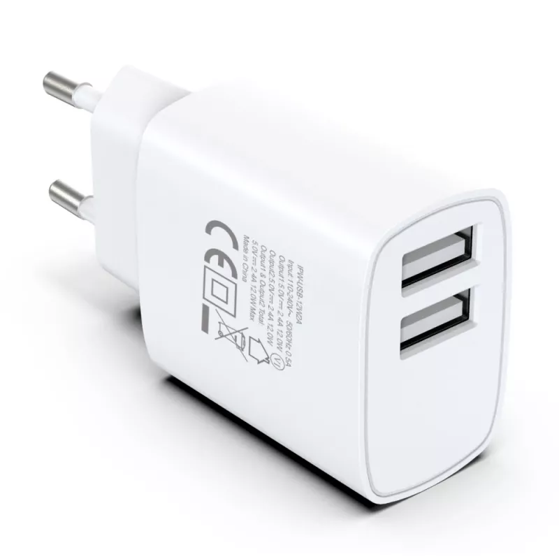 Techly IPW-USB-12W2A USB įkroviklis ausinėms, nešiojamai kolonėlei, power bank, išmaniajam telefonui, planšetei, baltas, AC vidaus