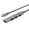 Techly IUSB32-HUB4C-3U2SLS USB 3.2 Gen 1 (3.1 Gen 1) Type-C stotelė / USB skirstytuvas, 4x USB-A, metalinis korpusas, pilka