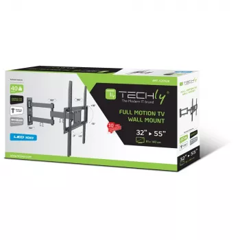 Techly pilno judesio TV laikiklis 32-55 coliams, VESA 400x400 mm, juodas