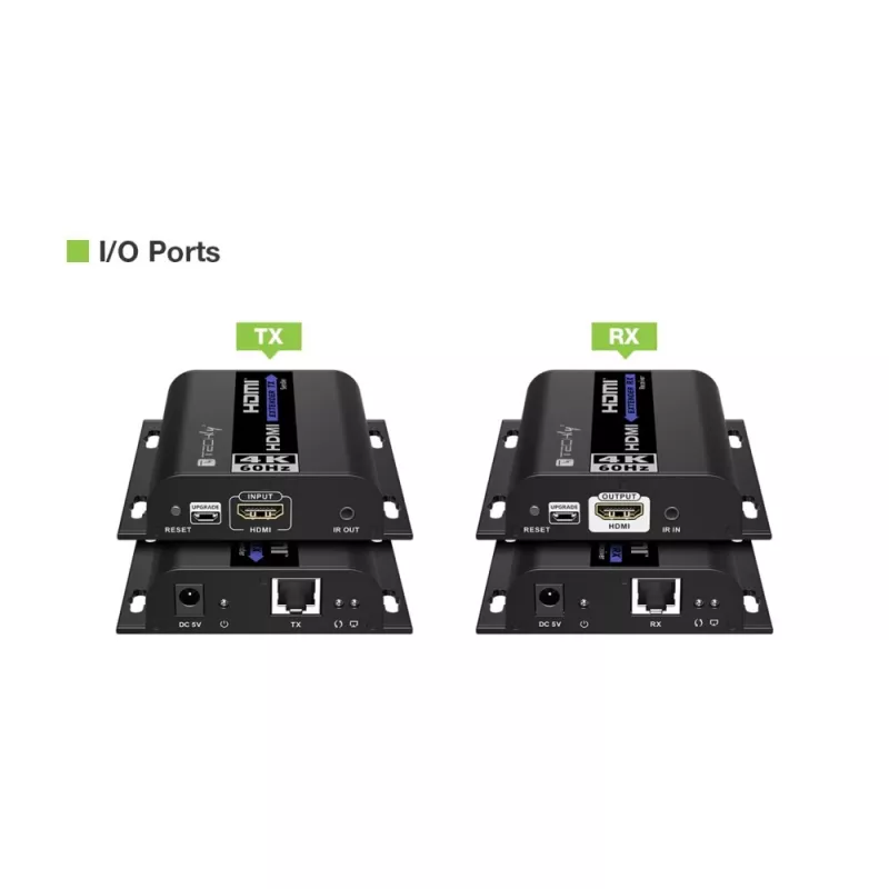 Techly IDATA EXTIP-483 AV siųstuvas-imtuvas 4K HDMI per Ethernet 120 m juodas