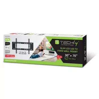 Techly ICA-PLB 262L TV laikiklis/sieninis stovas 177.8 cm (70 col.) Juodas
