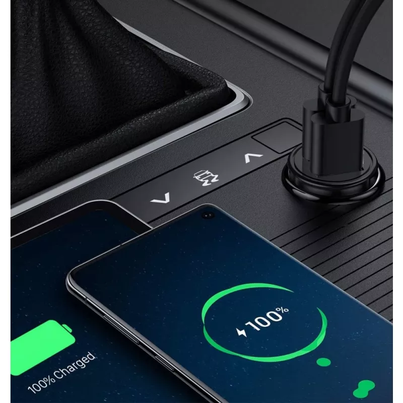 Techly Mini automobilinis įkroviklis 2 prievadai USB-A Quick Charge 3.0 36W juodas metalinis