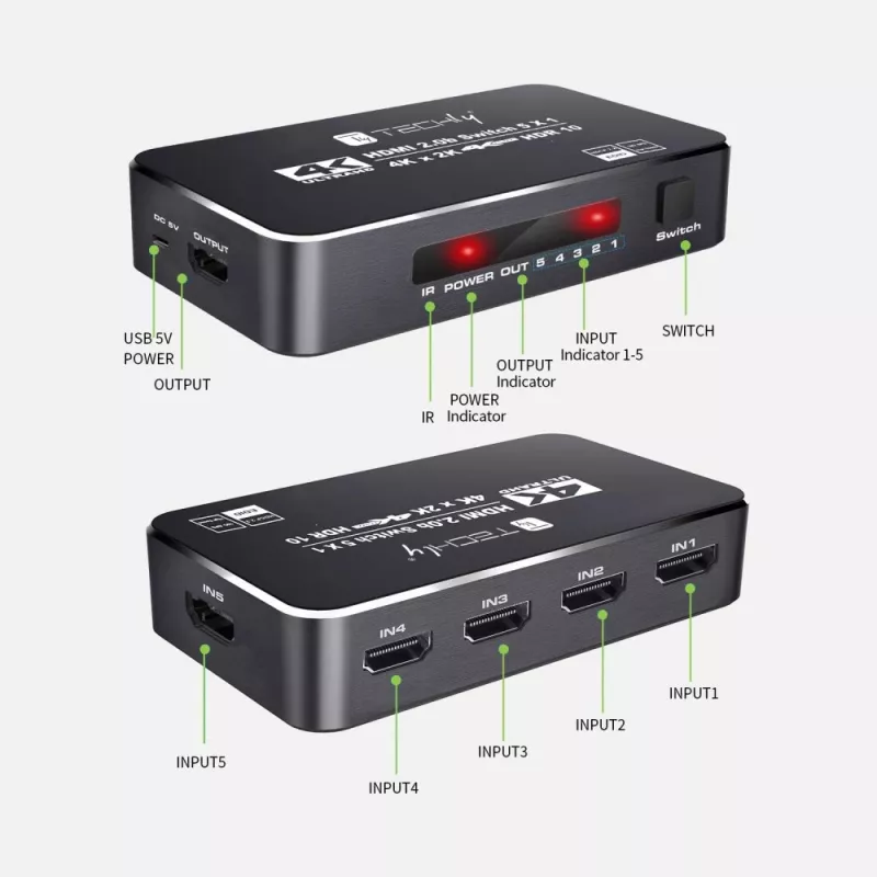 Techly IDATA HDMI2-4K5160B HDMI jungiklis 5×1