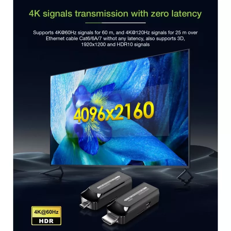 Techly IDATA EXT-600HC AV siųstuvas ir imtuvas, juodas