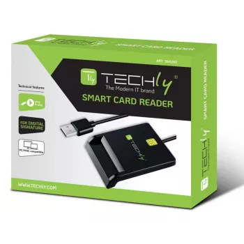 Techly I-CARD CAM-USB2TY2 USB2.0 išmaniosios kortelės skaitytuvas, juodas