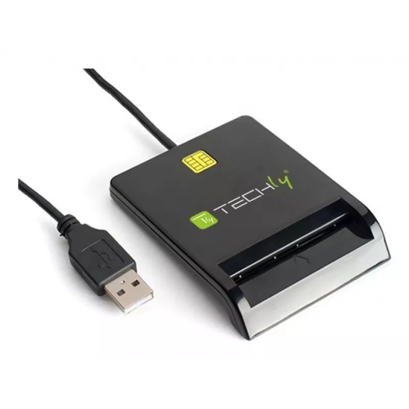Techly I-CARD CAM-USB2TY2 USB2.0 išmaniosios kortelės skaitytuvas, juodas