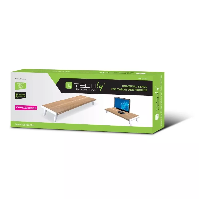Stovas monitoriui Techly ICA-MS 389, baltas, medinis