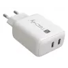 Techly IPW-USB-2C35W sieninis įkroviklis su dviem USB-C prievadais, 35W, baltas