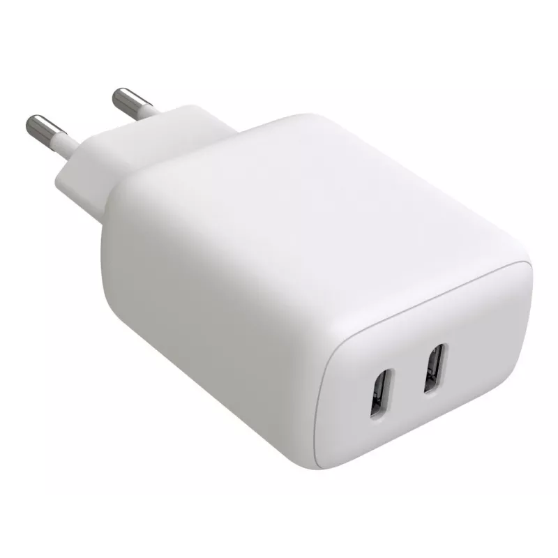 Techly IPW-USB-2C35W sieninis įkroviklis su dviem USB-C prievadais, 35W, baltas