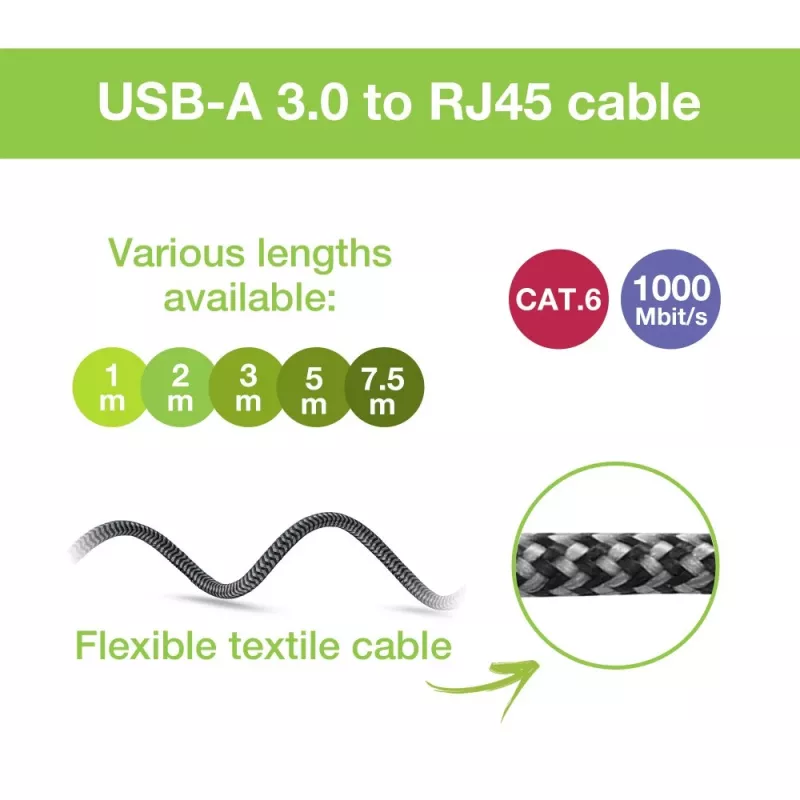 Techly ICOC U3A-RJ45-030 tinklo kabelis 3 m Cat6 F/UTP (FTP)