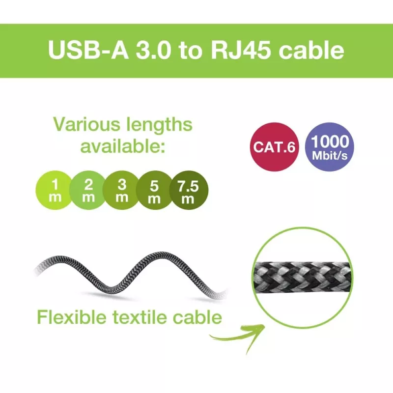 Techly ICOC U3A-RJ45-050 tinklo kabelis 5 m Cat6 F/UTP (FTP) sidabrinis, juodas