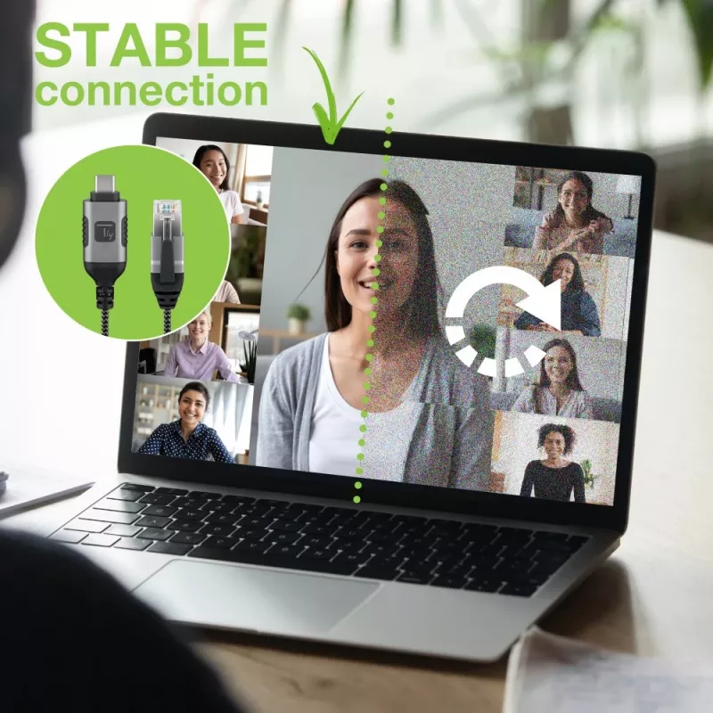 Techly ICOC U3C-RJ45-020 USB tinklo kabelis, 2 m, Cat6 F/UTP (FTP)