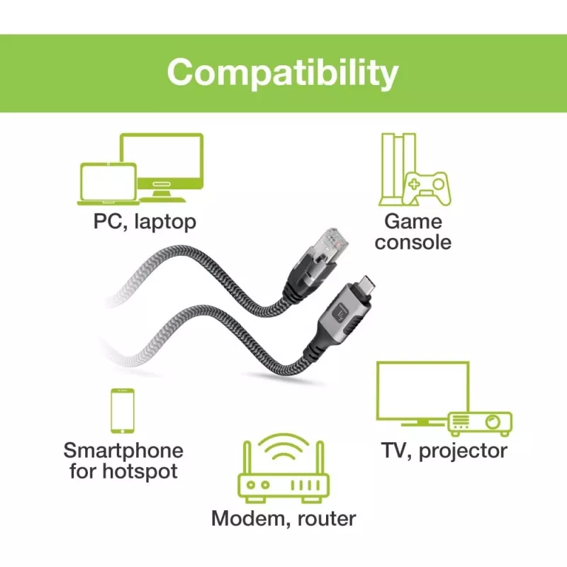 Techly ICOC U3C-RJ45-020 USB tinklo kabelis, 2 m, Cat6 F/UTP (FTP)