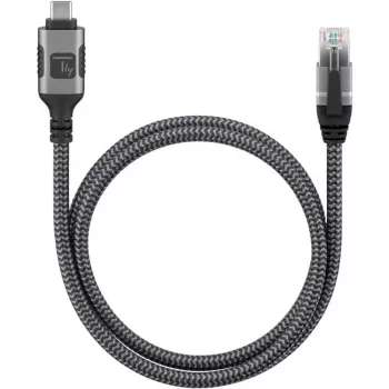 Techly ICOC U3C-RJ45-050 tinklo kabelis, 5 m, Cat6, F/UTP (FTP), USB-A į RJ-45, sidabrinis, juodas