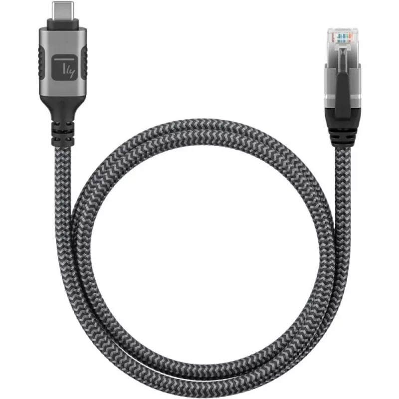 Techly ICOC U3C-RJ45-050 tinklo kabelis, 5 m, Cat6, F/UTP (FTP), USB-A į RJ-45, sidabrinis, juodas