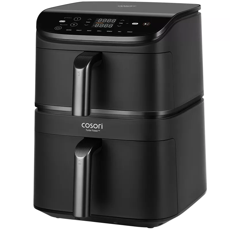 Cosori Turbo Tower Dviguba 10,8 L Nepriklausoma 2630 W Karšto oro gruzdintuvė Juoda