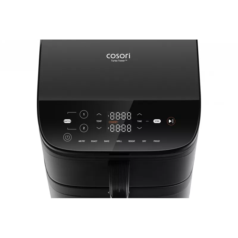 Cosori Turbo Tower Dviguba 10,8 L Nepriklausoma 2630 W Karšto oro gruzdintuvė Juoda