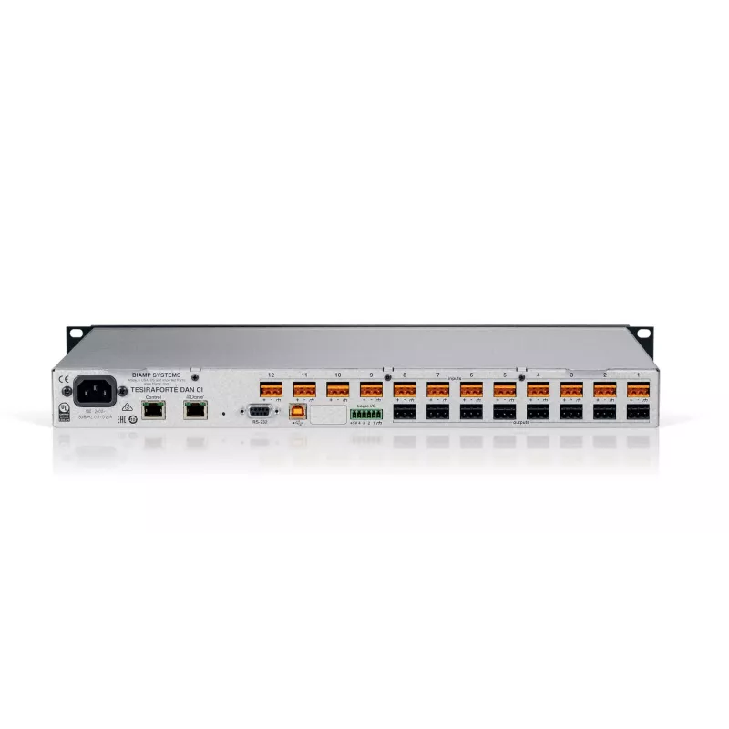 Biamp Tesira FORTÉ DAN CI skaitmeninis garso serveris, 12 analoginių įėjimų, 8 analoginiai išėjimai, AEC, Dante, OLED