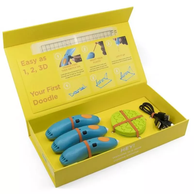 3Doodler Start EDU plastiko rinkinys: Mėlyna, Žydra, Žalia, Pilka, Oranžinė, Raudona, Balta, Geltona