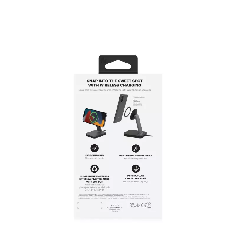 mophie UNV WRLS-snap+ stovas – juodas, belaidis įkroviklis, 7.5-15W, AC