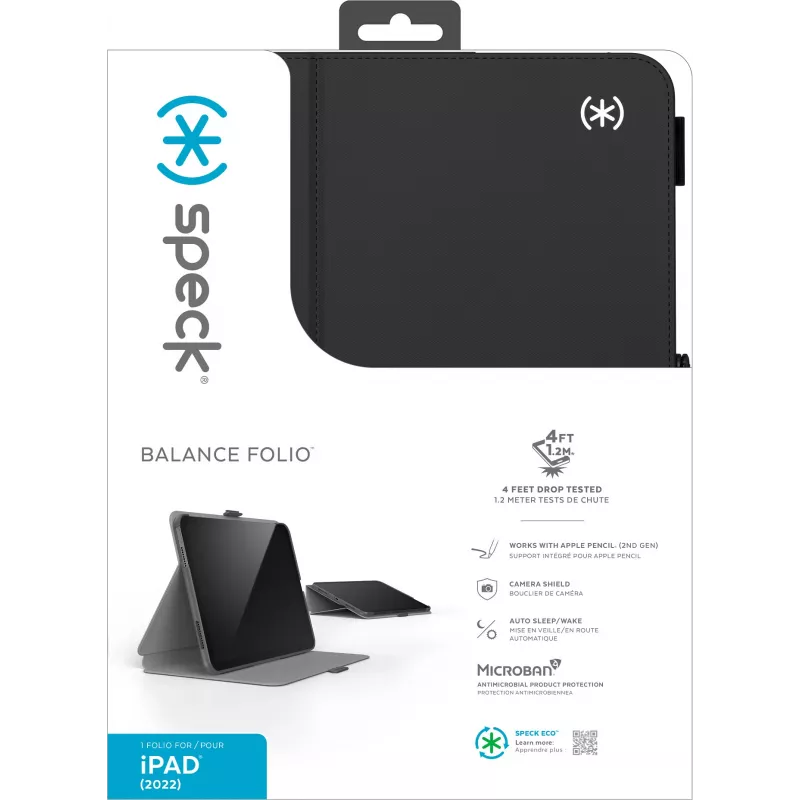 Speck Balance Folio dėklas Apple iPad 10.9 (2022) juodas su Microban