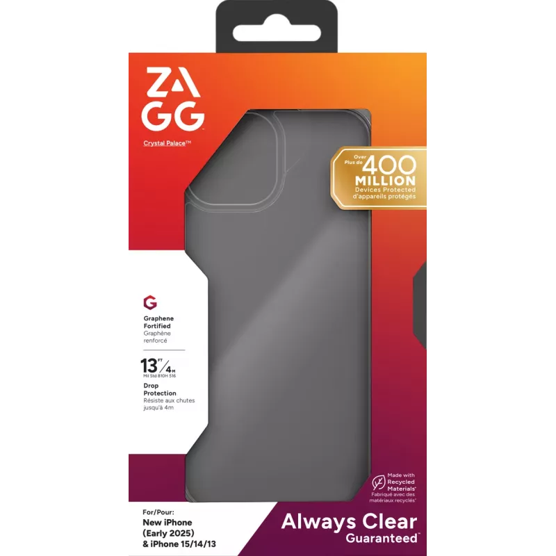 ZAGG Crystal Palace Dėklas iPhone 17e/16/15/14/13 Skaidrus