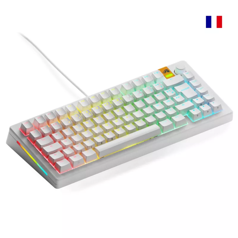Glorious Gaming GMMK 3 HE 75% Prebuilt Wired White - FR, laidinis, USB, mechaninis, AZERTY, RGB LED, baltas