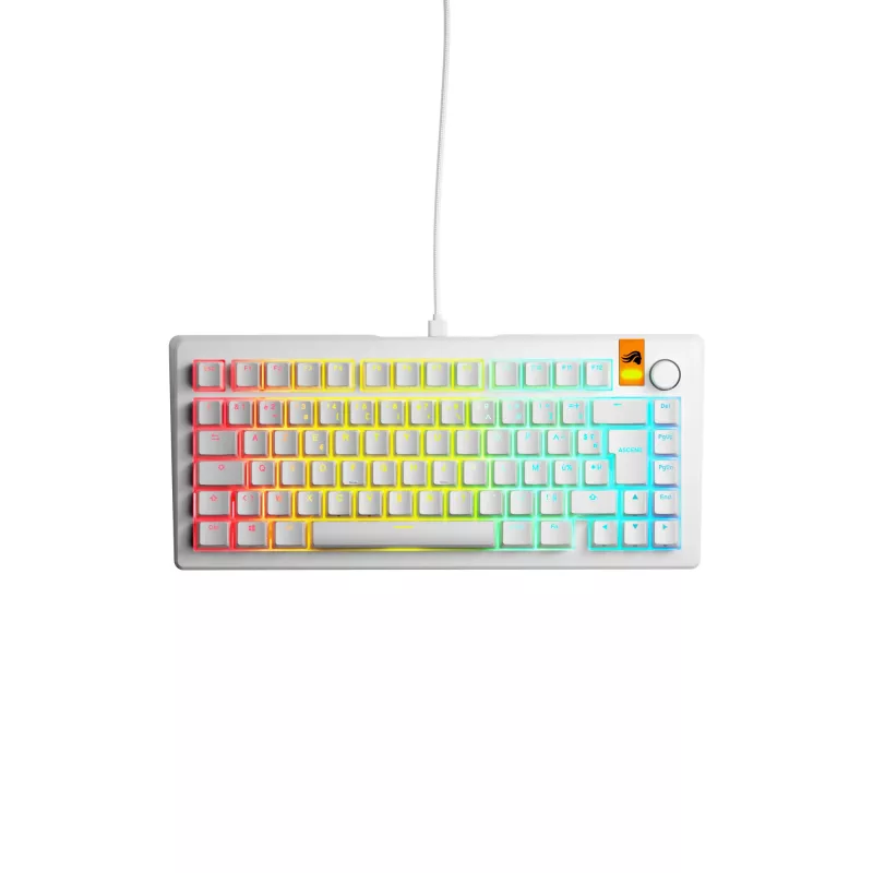 Glorious Gaming GMMK 3 HE 75% Prebuilt Wired White - FR, laidinis, USB, mechaninis, AZERTY, RGB LED, baltas