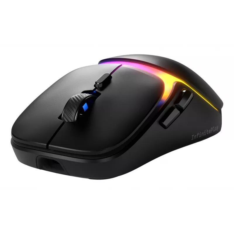 Glorious Gaming Model O3 Wireless žaidimų pelė - InfinitePlay keičiamų baterijų sistema, 8k dažnis, 130M paspaudimų optiniai jungikliai, itin lengva 66g, 30K DPI optinis jutiklis, RGB - Juoda
