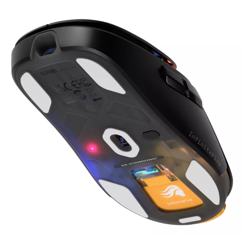 Glorious Gaming Model O3 Wireless žaidimų pelė - InfinitePlay keičiamų baterijų sistema, 8k dažnis, 130M paspaudimų optiniai jungikliai, itin lengva 66g, 30K DPI optinis jutiklis, RGB - Juoda