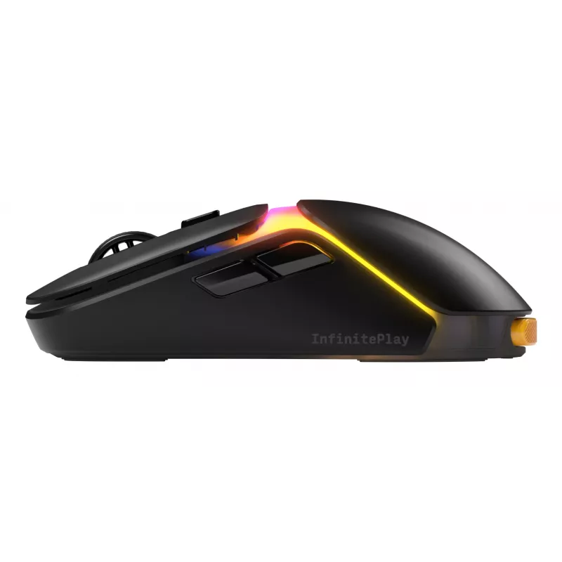 Glorious Gaming Model O3 Wireless žaidimų pelė - InfinitePlay keičiamų baterijų sistema, 8k dažnis, 130M paspaudimų optiniai jungikliai, itin lengva 66g, 30K DPI optinis jutiklis, RGB - Juoda