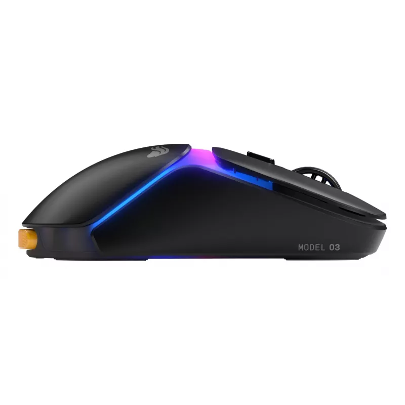 Glorious Gaming Model O3 Wireless žaidimų pelė - InfinitePlay keičiamų baterijų sistema, 8k dažnis, 130M paspaudimų optiniai jungikliai, itin lengva 66g, 30K DPI optinis jutiklis, RGB - Juoda