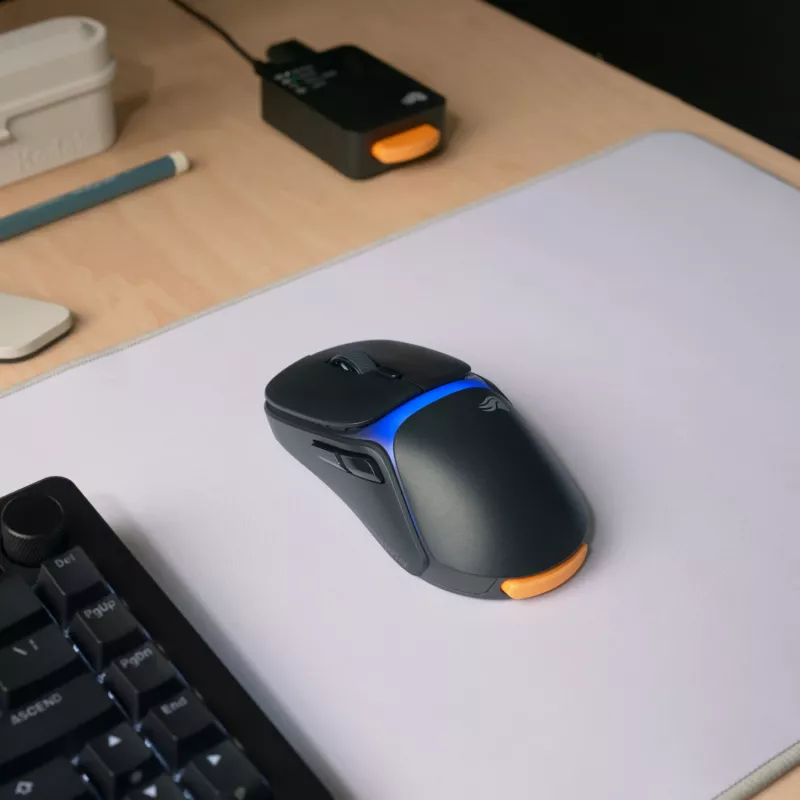 Glorious Gaming Model O3 Wireless žaidimų pelė - InfinitePlay keičiamų baterijų sistema, 8k dažnis, 130M paspaudimų optiniai jungikliai, itin lengva 66g, 30K DPI optinis jutiklis, RGB - Juoda
