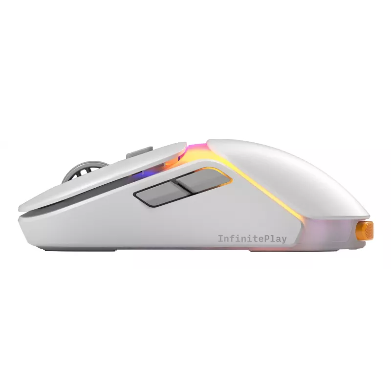Glorious Gaming Model O3 Wireless Gaming Mouse - InfinitePlay keičiamų baterijų sistema, 8k atnaujinimo dažnis, 130M paspaudimų optiniai jungikliai, itin lengvas 66g, 30K DPI optinis jutiklis, RGB - Baltas