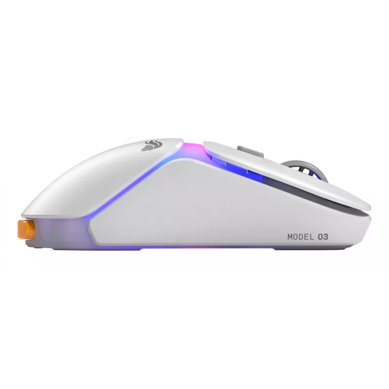 Glorious Gaming Model O3 Wireless Gaming Mouse - InfinitePlay keičiamų baterijų sistema, 8k atnaujinimo dažnis, 130M paspaudimų optiniai jungikliai, itin lengvas 66g, 30K DPI optinis jutiklis, RGB - Baltas