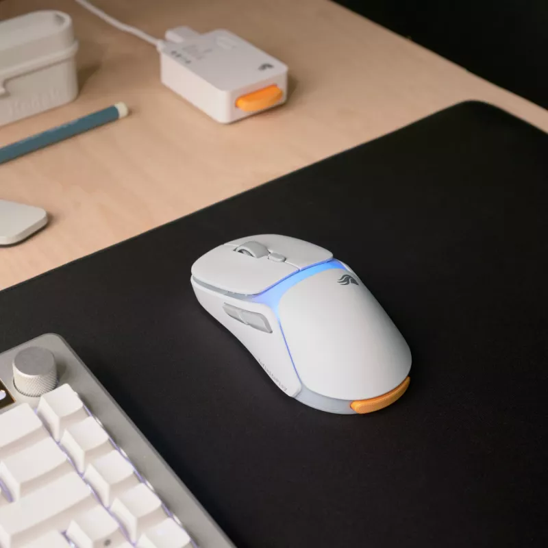 Glorious Gaming Model O3 Wireless Gaming Mouse - InfinitePlay keičiamų baterijų sistema, 8k atnaujinimo dažnis, 130M paspaudimų optiniai jungikliai, itin lengvas 66g, 30K DPI optinis jutiklis, RGB - Baltas
