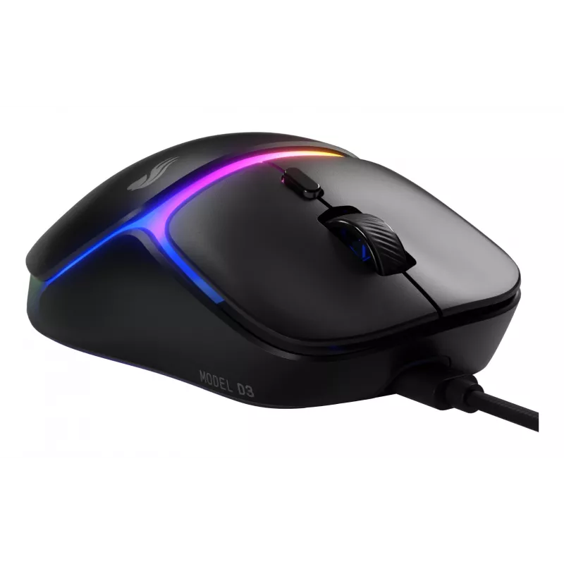 Glorious Gaming Model D3 Wired žaidimų pelė - itin lengva 57g, optiniai jungikliai 130M paspaudimų, 30K DPI BAMF 3.0 jutiklis, 750 IPS sekimas, 50G pagreitis, tinka visiems laikymo būdams - juoda