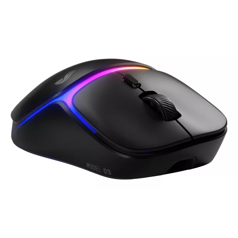 Glorious Gaming Model D3 Wireless Gaming Mouse – belaidė pelė su InfinitePlay keičiamų baterijų sistema, 8k dažniu, 130M optiniais jungikliais, itin lengva 69g, 30K optiniu jutikliu, RGB – juoda