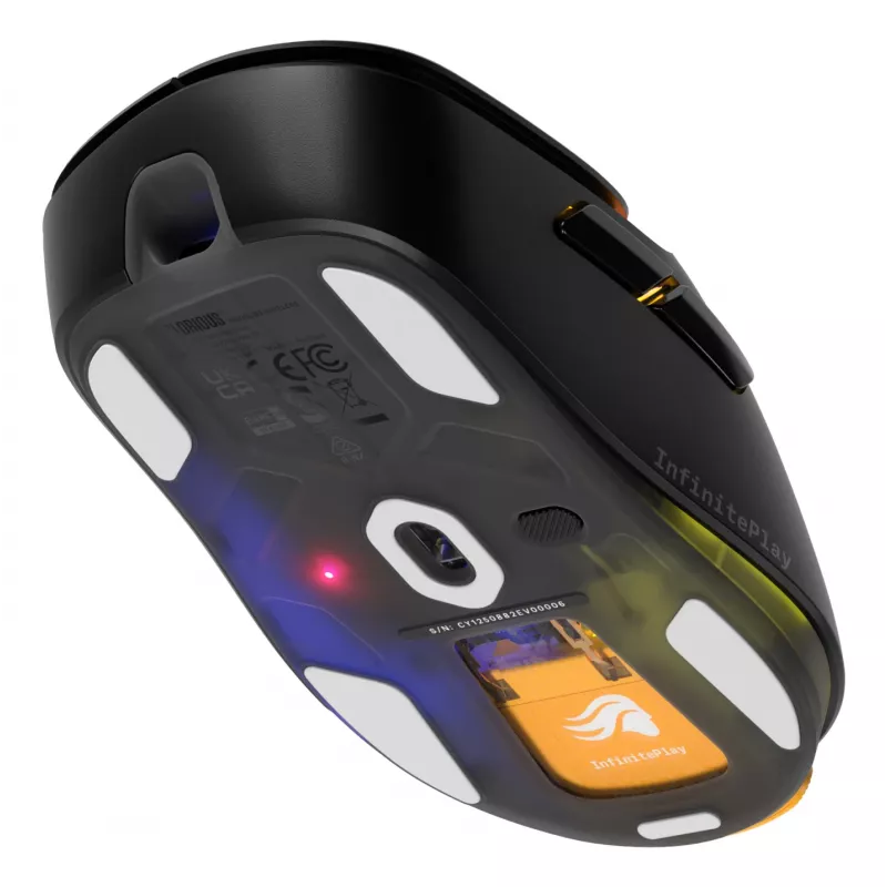 Glorious Gaming Model D3 Wireless Gaming Mouse – belaidė pelė su InfinitePlay keičiamų baterijų sistema, 8k dažniu, 130M optiniais jungikliais, itin lengva 69g, 30K optiniu jutikliu, RGB – juoda