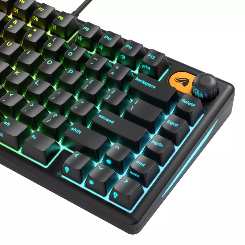 Glorious Gaming GMBK 75% klaviatūra, USB, QWERTY, JAV išdėstymas, juoda
