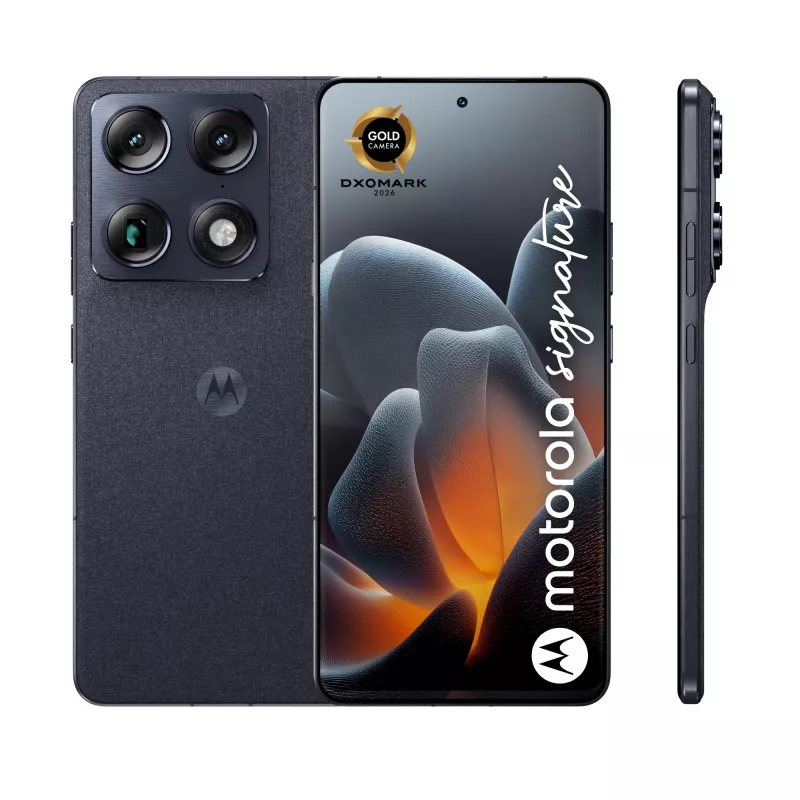 Išmanusis telefonas Motorola Signature 8 Gen 5, 6,78 colio OLED 2780×1264, 16 GB RAM, 512 GB, 50+50 MP, Dual SIM, Android 16, 5200 mAh, tamsiai mėlynas