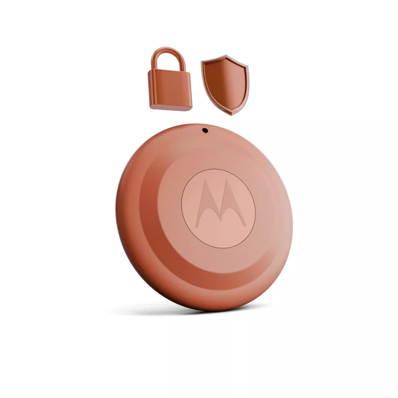 Finder Motorola moto tag 2 – universalus sekiklis, oranžinis, CR2032 baterija, iki 14400 h, 7,4 g, Ø 31,9 mm, 8 mm