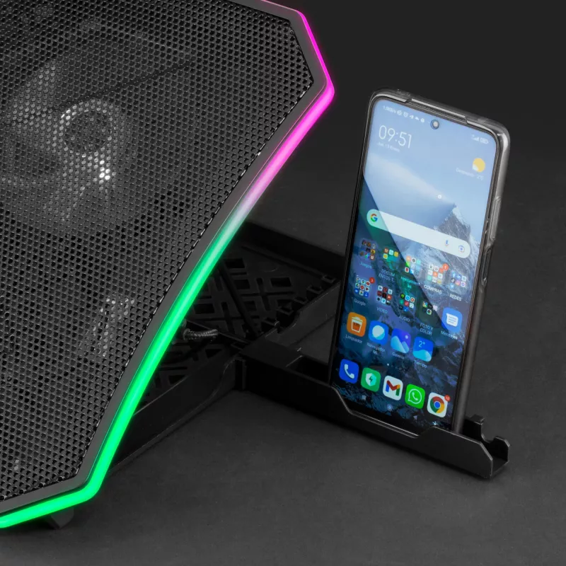 Mars Gaming MNBC6, aušinimo stovas + stovas XL 19'' ARGB, 3 ventiliatoriai, mobiliojo telefono stovas