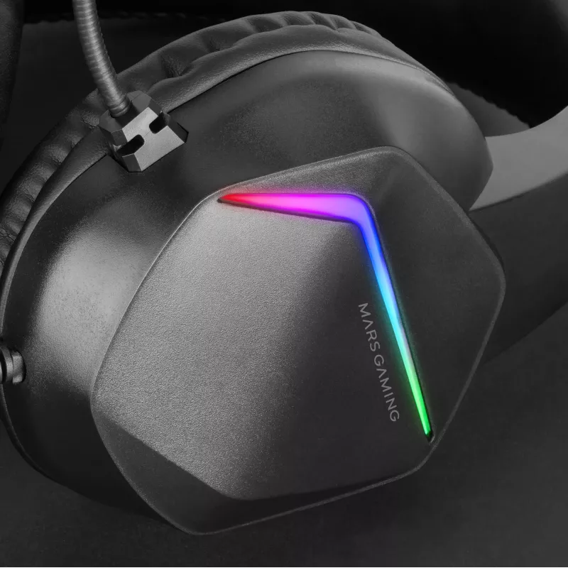 Mars Gaming MH122 Black, FRGB ausinės žaidimams su mikrofonu, HiFi garsas, triukšmo slopinimas, itin lengvos, PS4 PS5 Xbox Switch Tablet Windows Mac
