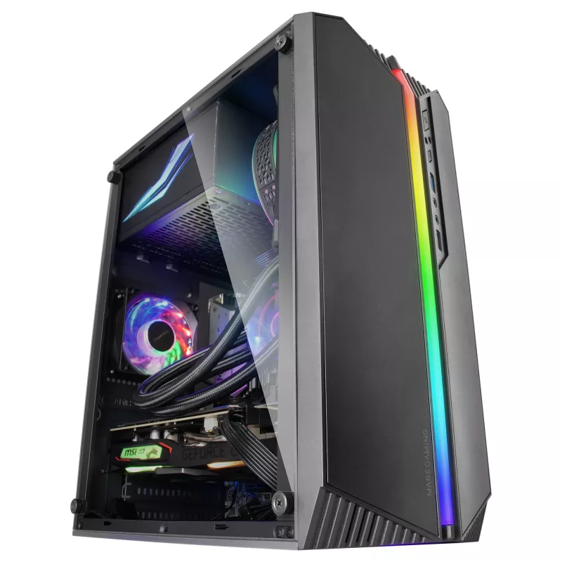 Mars Gaming MC-S1 Black kompiuterio korpusas Micro-ATX ARGB apšvietimas 12 režimų FRGB ventiliatorius