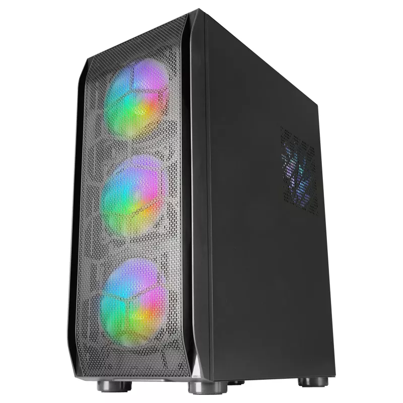 Mars Gaming MC-KX Black Premium E-ATX Gaming Tower su FREEZER CPU sistema, 5 itin tyliais ARGB ventiliatoriais, ARGB valdikliu ir RF nuotolinio valdymo pultu, tinklinis priekis