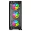Mars Gaming MC-KX Black Premium E-ATX Gaming Tower su FREEZER CPU sistema, 5 itin tyliais ARGB ventiliatoriais, ARGB valdikliu ir RF nuotolinio valdymo pultu, tinklinis priekis